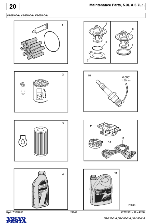 Volvo V8- 225 300 320 -CA Engine Parts manual catalog PDF Download