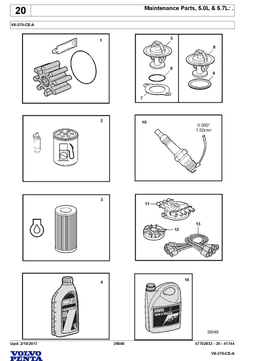 Volvo V8 270CEA Engine Parts manual catalog PDF Download