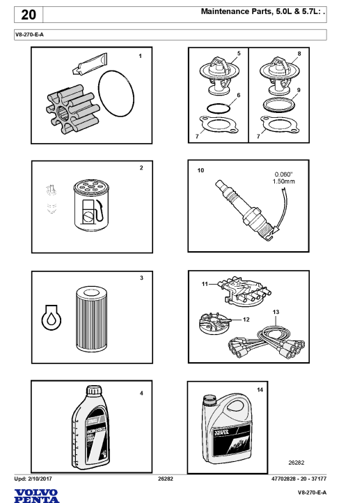 Volvo V8 270EA Engine Parts manual catalog PDF Download