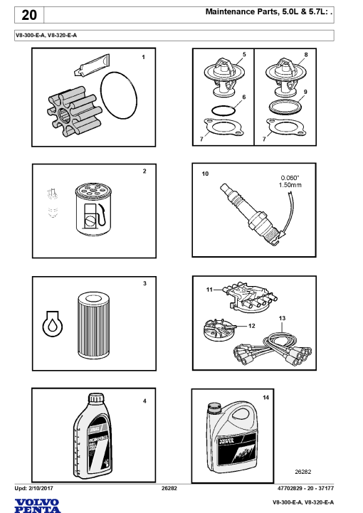 Volvo V8 300 EA, V8 320 EA Engine Parts manual catalog PDF Download