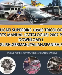 Ducati Superbike 1098S Tricolore Parts Manual (Catalogue) 2007 Pdf Download ( English,German,Italian,Spanish,French) (MT064116)