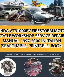 Honda Vtr1000Fv Firestorm Motorcycle Workshop Service Repair Manual 1997-2000 In Italian (Searchable, Printable, Bookmarked, Ipa (MT065311)