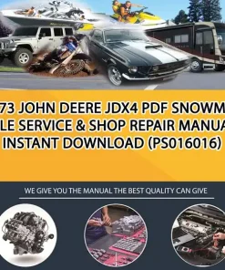 1973 John Deere Jdx4 Pdf Snowmobile Service & Shop Repair Manual Instant Download (PS016016)