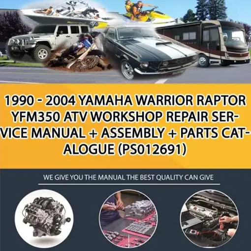 1990 - 2004 Yamaha Warrior Raptor Yfm350 Atv Workshop Repair Service Manual + Assembly + Parts Catalogue (PS012691)