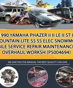 1990 Yamaha Phazer Ii Ii Le Ii St Ii Mountain Lite Ss Ss Elec Snowmobile Service Repair Maintenance Overhaul Worksh (PS004694)