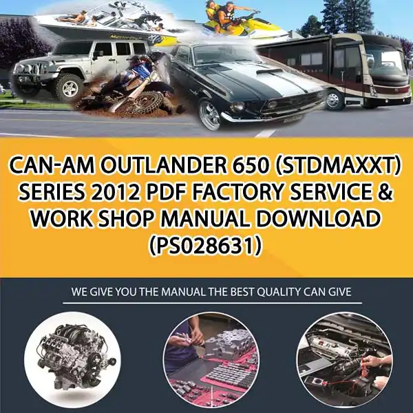 Can-Am Outlander 650 (StdMaxXt) Series 2012 Pdf Factory Service & Work Shop Manual Download (PS028631)