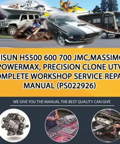 Hisun Hs500 600 700 Jmc,Massimo Powermax, Precision Clone Utv Complete Workshop Service Repair Manual (PS022926)