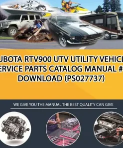 Kubota Rtv900 Utv Utility Vehicle Service Parts Catalog Manual # 1 Download (PS027737)