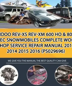 Skidoo Rev-Xs Rev-Xm 600 Ho & 800R E-Tec Snowmobiles Complete Workshop Service Repair Manual 2013 2014 2015 2016 (PS029696)