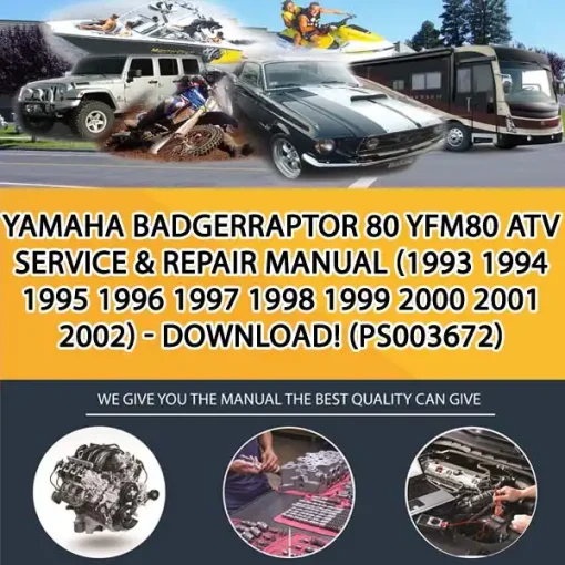 Yamaha BadgerRaptor 80 Yfm80 Atv Service & Repair Manual (1993 1994 1995 1996 1997 1998 1999 2000 2001 2002) - Download! (PS003672)