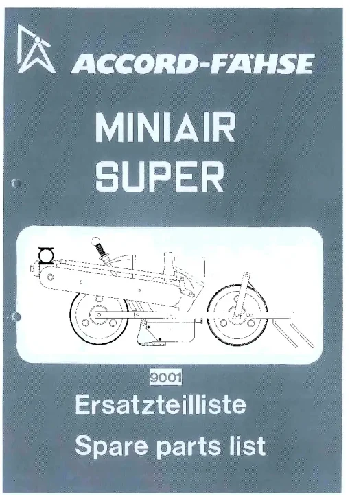 Accord -Kverneland Group 9001 Miniair Super 1990 Parts Manual Catalog Pdf Download