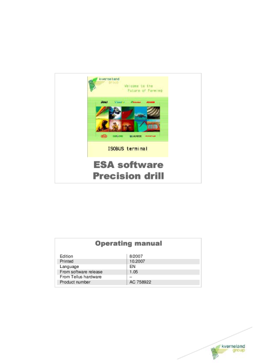 Accord -Kverneland Group ESA Software Precision 2007 AC758922 Operation Maintenance Manual PDF download
