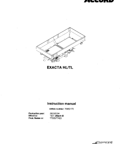 Accord -Kverneland Group Exaxta -HL TL Spreaders Rear mounted 2003 -2004 Operation Maintenance Manual PDF download
