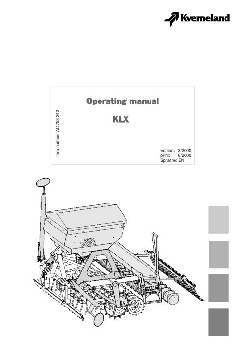 Accord -Kverneland Group KLX Seeding combination 2000 Operation Maintenance Manual PDF download