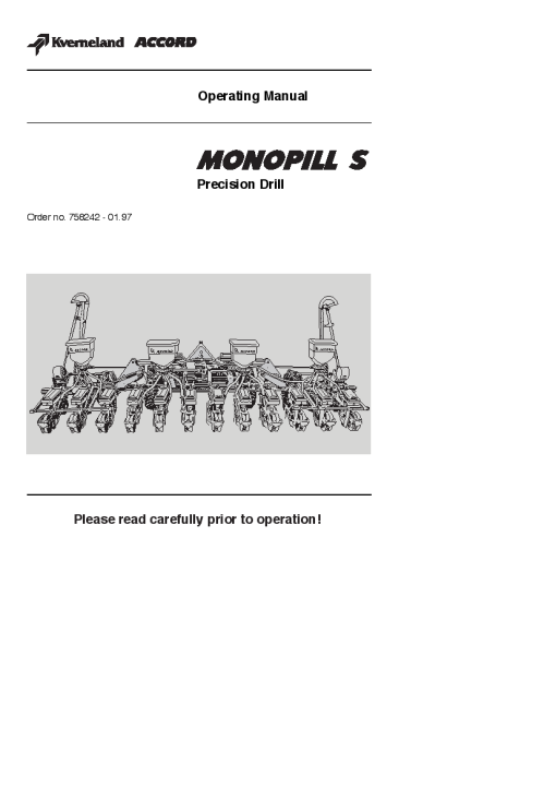 Accord -Kverneland Group Monnopill SMonnopill SE 2000 Operation Maintenance Manual PDF download