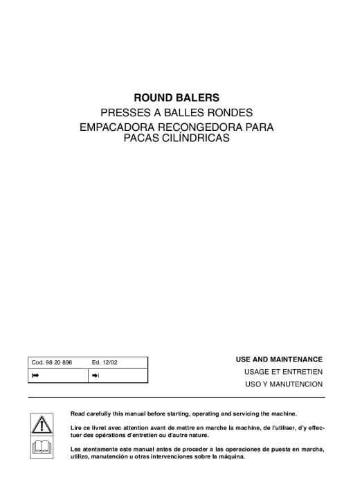 Fendt 2250 Balers Round Operation Maintenance Manual PDF download