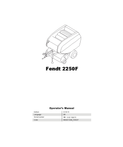 Fendt 2250F Balers Round 2015 Operation Maintenance Manual PDF download