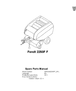 Fendt 2250F F Round Baler 2011 Parts Manual Catalog Pdf Download