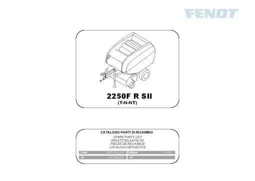 Fendt 2250F R SII Round Baler 2015 Parts Manual Catalog Pdf Download