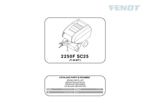 Fendt 2250F SC25 Round Baler 2013 Parts Manual Catalog Pdf Download