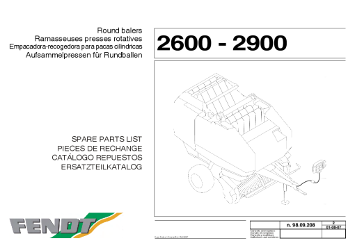 Fendt 2600-2900 Round Balers Parts Manual Catalog Pdf Download