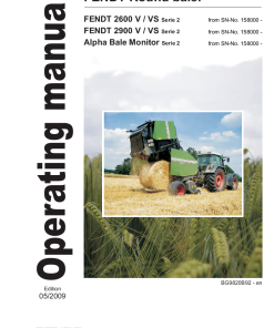 Fendt 2600-2900 SERIES II Round Balers 2009 Operation Maintenance Manual PDF download