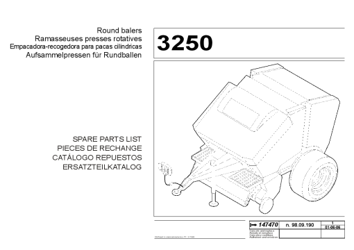 Fendt 3250 Round baler Parts Manual Catalog Pdf Download