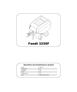 Fendt 3250F Round baler 2013 Operation Maintenance Manual PDF download