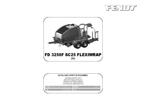 Fendt 3250F SC25 FW Baler-wrapper 2013 Parts Manual Catalog Pdf Download