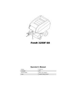 Fendt 3250F SII Round baler 2015 Operation Maintenance Manual PDF download