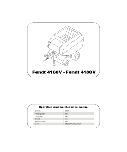 Fendt 4160V-4180V Round balers 2014 Operation Maintenance Manual PDF download