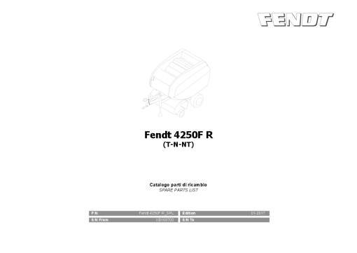 Fendt 4250F R Round Baler 2017 Parts Manual Catalog Pdf Download