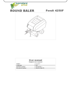 Fendt 4250F Round Baler 2017 Operation Maintenance Manual PDF download