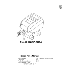 Fendt 5200V SC14 Round Baler 2011 Parts Manual Catalog Pdf Download