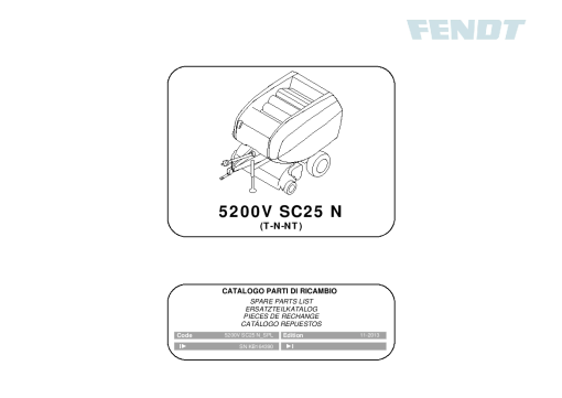Fendt 5200V SC25 N Round Baler 2013 Parts Manual Catalog Pdf Download