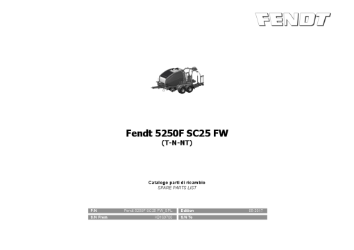 Fendt 5250F SC25 FW Baler-wrapper 2017 Parts Manual Catalog Pdf Download