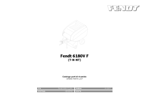 Fendt 6180V R Round Balers 2017 Parts Manual Catalog Pdf Download
