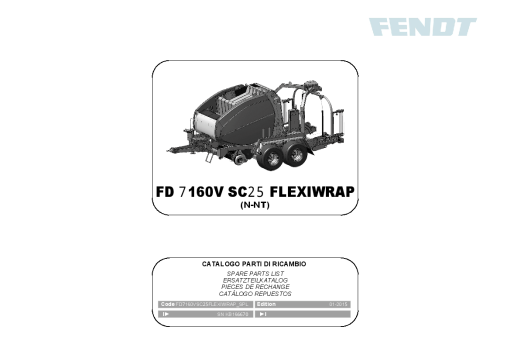 Fendt 7160V SC25 FW Baler-wrapper 2015 Parts Manual Catalog Pdf Download