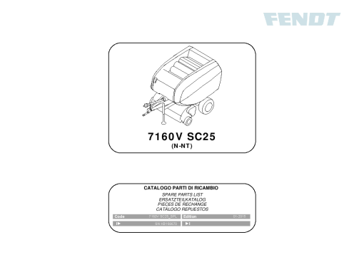 Fendt 7160V SC25 Round balers 2015 Parts Manual Catalog Pdf Download