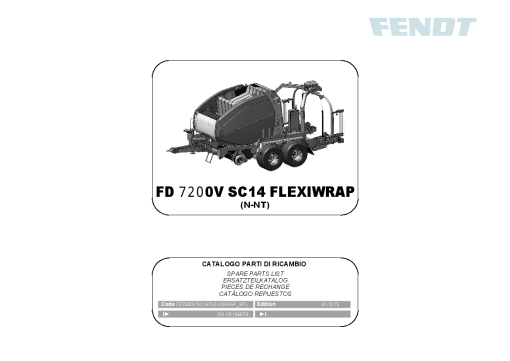 Fendt 7200V SC14 Flexiwrap Baler 2015 Parts Manual Catalog Pdf Download
