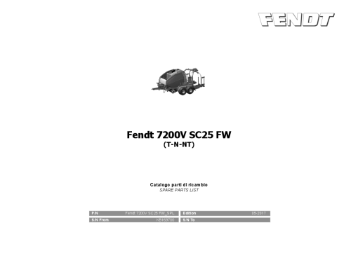 Fendt 7200V SC25 FW Flexiwrap Baler 2017 Parts Manual Catalog Pdf Download