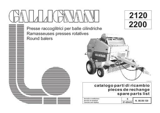 Gallignani 2120-2200 Round Balers 2003 Parts Manual Catalog PDF Download