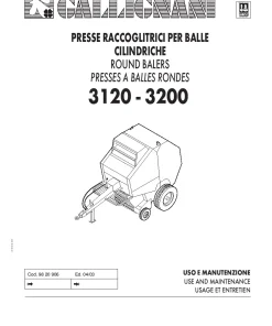 Gallignani 3120-3200 Round Balers Operation Maintenance Manual PDF download