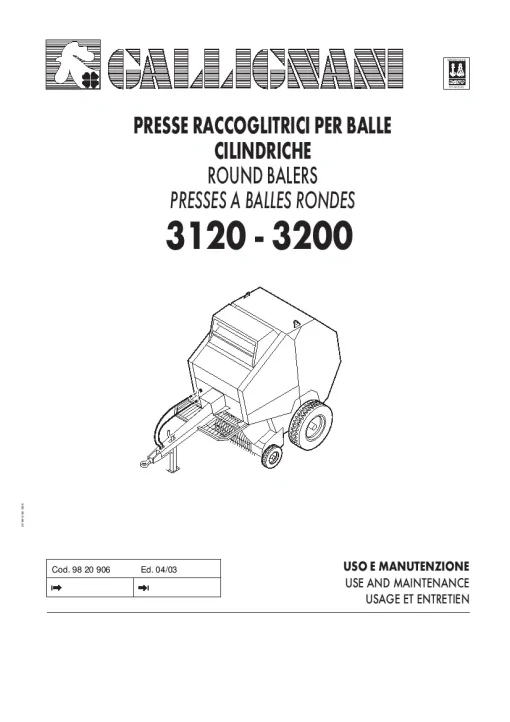Gallignani 3120-3200 Round Balers Operation Maintenance Manual PDF download