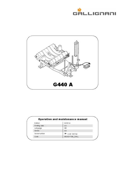 Gallignani G440 A Bale wrapper 2014 Operation Maintenance Manual PDF download