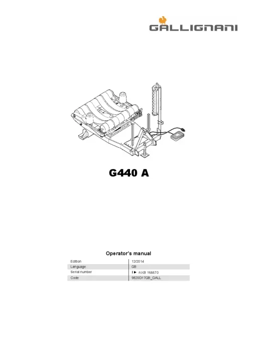 Gallignani G440 A Bale wrapper 2015 Operation Maintenance Manual PDF download