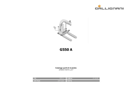 Gallignani G550 A Bale wrapper 2018 Parts Manual Catalog PDF Download