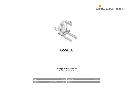 Gallignani G550 A Bale wrapper 2020 Parts Manual Catalog PDF Download