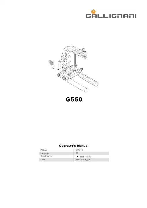 Gallignani G550 Bale wrapper 2015 Operation Maintenance Manual PDF download