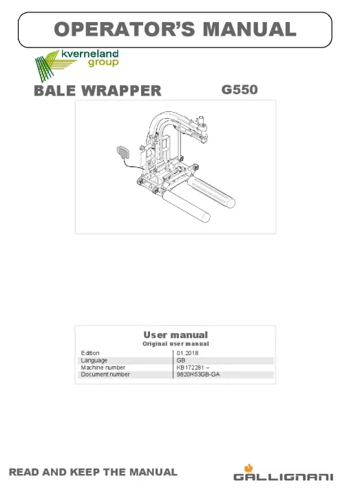 Gallignani G550 Bale wrapper 2018 Operation Maintenance Manual PDF download